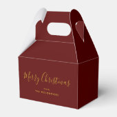 Elegant KerstBourgogne en Gold Script-naam Bedankdoosjes (Voorkant Zijde)