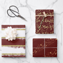Elegant kerstBourgogne & Gold Glitter Print
