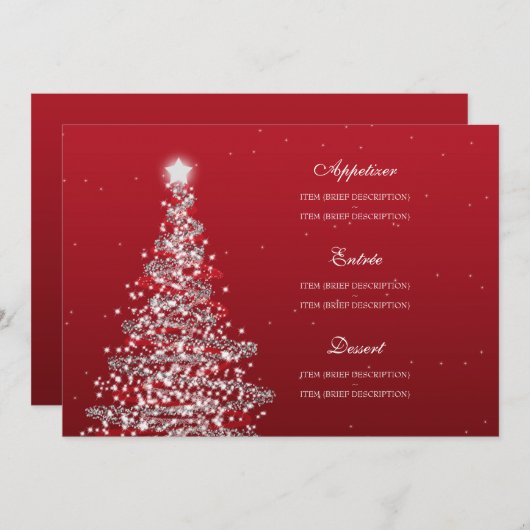 Elegant kerstbruiloft Menu Red Silver (Voorkant / Achterkant)