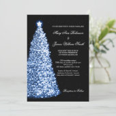 Elegant kerstbruiloft Sparkle Blue Kaart (Staand voorkant)