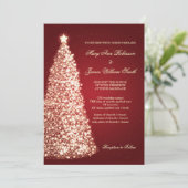 Elegant kerstbruiloft Sparkle Gold Red Kaart (Staand voorkant)