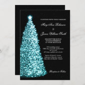 Elegant kerstbruiloft Sparkle Turquoise Kaart (Voorkant / Achterkant)