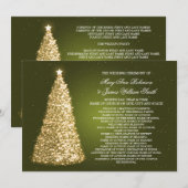 Elegant kerstbruiloftsprogramma Goud Groen Kaart (Voorkant / Achterkant)