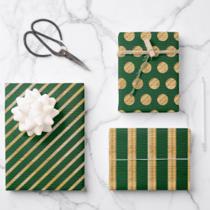Elegant kerstcadeau Green Gold Pattern Gift Inpakpapier Vel