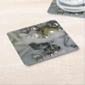 Elegant kerstcadeautje vierkante kartonnen onderzetter (Schuin)