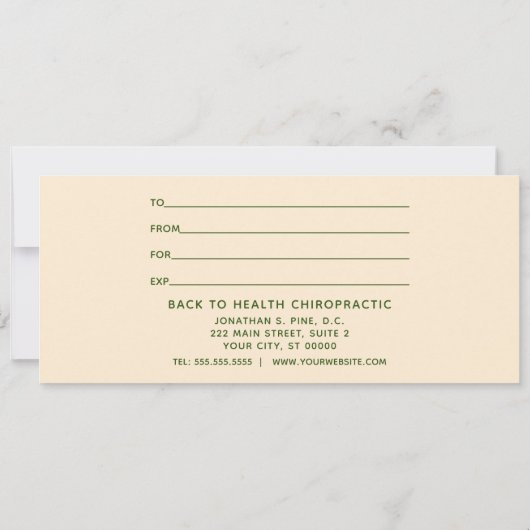 Elegant kerstchiropractisch cadeaubon (Achterkant)
