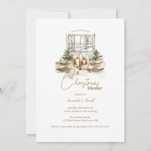 Elegant kerstdiner kaart (Voorkant)