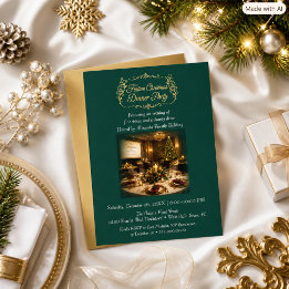 Elegant Kerstfeest Bedrijfsfeest Groen Kaart