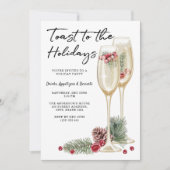 Elegant Kerstfeest Champagne Glas Kaart (Voorkant)