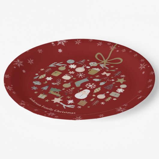 Elegant kerstfeest feestelijke vakantie minimalist papieren bordje (Gekanteld)