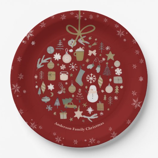 Elegant kerstfeest feestelijke vakantie minimalist papieren bordje (Voorkant)