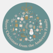 Elegant kerstfeest feestelijke vakantie minimalist ronde sticker (Voorkant)