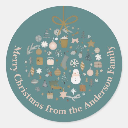 Elegant kerstfeest feestelijke vakantie minimalist ronde sticker (Voorkant)