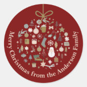 Elegant kerstfeest feestelijke vakantie minimalist ronde sticker (Voorkant)