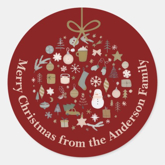 Elegant kerstfeest feestelijke vakantie minimalist ronde sticker (Voorkant)