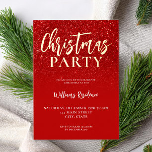 Elegant kerstfeest folie uitnodiging