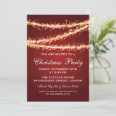 Elegant kerstfeest Gold String Lights Red Kaart (Staand voorkant)