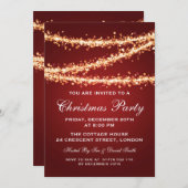 Elegant kerstfeest Gold String Lights Red Kaart (Voorkant / Achterkant)