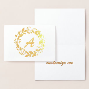 Elegant kerstfeest met monogram goud folie kaarten