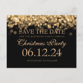 Elegant kerstfeest redt de datum goudlicht aankondigingskaart (Voorkant)