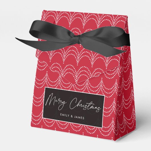 Elegant Kerstfeest Rood & Wit Bedankdoosjes (Voorkant Zijde)