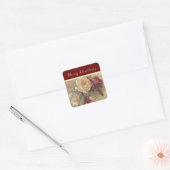 Elegant Kerstfeest Roos Holiday Vierkante Sticker (Envelop)