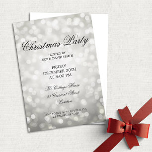 Elegant kerstfeest Silver Glitter Lights Kaart