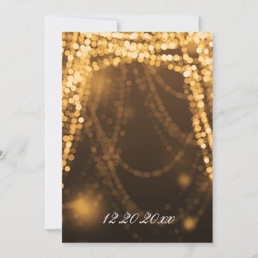 Elegant kerstfeest String Lights Gold Kaart (Achterkant)