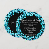 Elegant kerstfeest turquoise sprankelende lichten kaart (Voorkant / Achterkant)