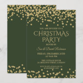 Elegant kerstfeestdag Gold Green Glitter Kaart (Voorkant / Achterkant)