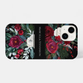 Elegant KerstFloral Monogram Waterverf iPhone Hoesje (Achterkant horizontaal)