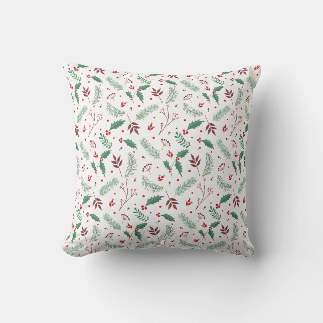 Elegant Kerstfloral Pattern | Sierkussen (Voorkant)