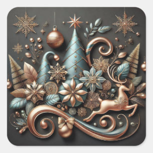 Elegant kerstgoud-Roos Vierkante Sticker