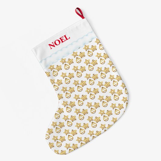 Elegant kerstgouden patroon op wit grote kerstsok (Achterkant (Hangend))