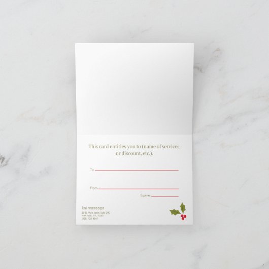 Elegant kerstkrans cadeaubon bedankkaart (Binnen)