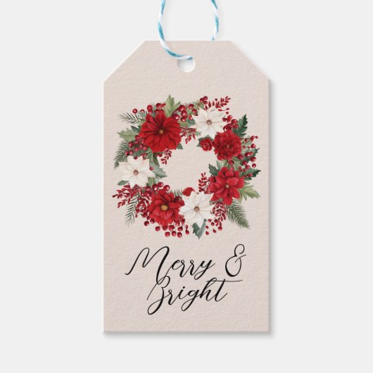 Elegant Kerstkrans Vakantie Adres Cadeaulabel (Voorkant)