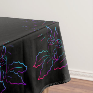 Elegant kerstkreet en kaarsen neon zwart tafelkleed
