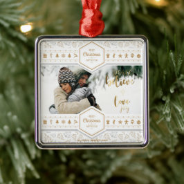 Elegant kerstliefdesfoto metalen ornament