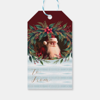 Elegant Kerstman Cadeaubijslage Cadeaulabel