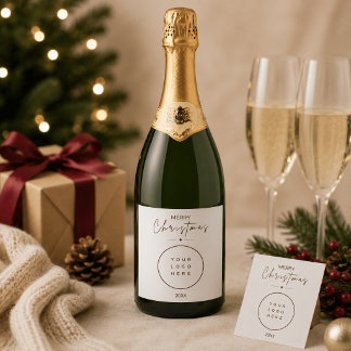 Elegant Kerstmis Aangepast Logo Wijnlabel Sparkling Wijnetiket