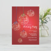 Elegant Kerstmis Balls Holiday Uitnodiging (Staand voorkant)