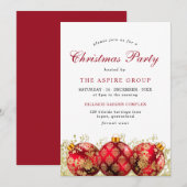 Elegant Kerstmis Baubles Corporate Party Kaart (Voorkant / Achterkant)