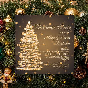 Elegant Kerstmis Bokeh Tree Holiday Party Gold Kaart