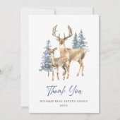 Elegant Kerstmis Deer Pine Tree Corporate Holiday Bedankkaart (Voorkant)