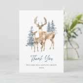 Elegant Kerstmis Deer Pine Tree Corporate Holiday Bedankkaart (Staand voorkant)