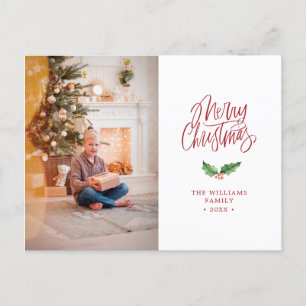 Elegant Kerstmis Eenvoudige Foto Vakantie Briefkaart