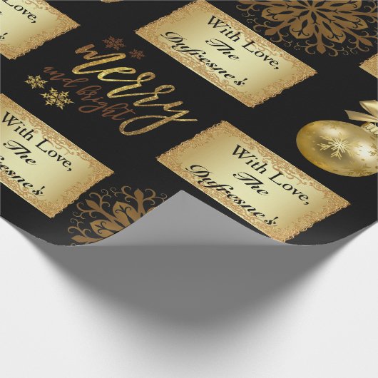 Elegant Kerstmis - Gepersonaliseerde naam Cadeaupapier (Hoek)