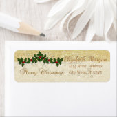 Elegant Kerstmis Holly Berry Branches, Glittery Etiket (Insitu)