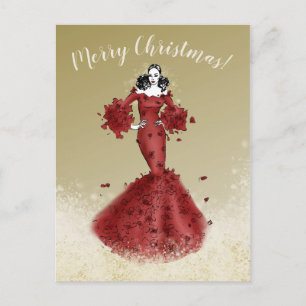 Elegant Kerstmis in goud en rood Briefkaart