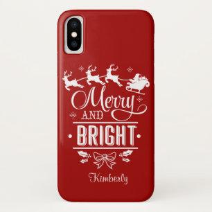 Elegant Kerstmis MERRY en HELDER Schrift Monogram iPhone X Hoesje